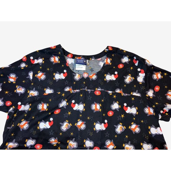 Sanibel Scrubs 2X Christmas Penguin Print Top - Picture 5 of 9